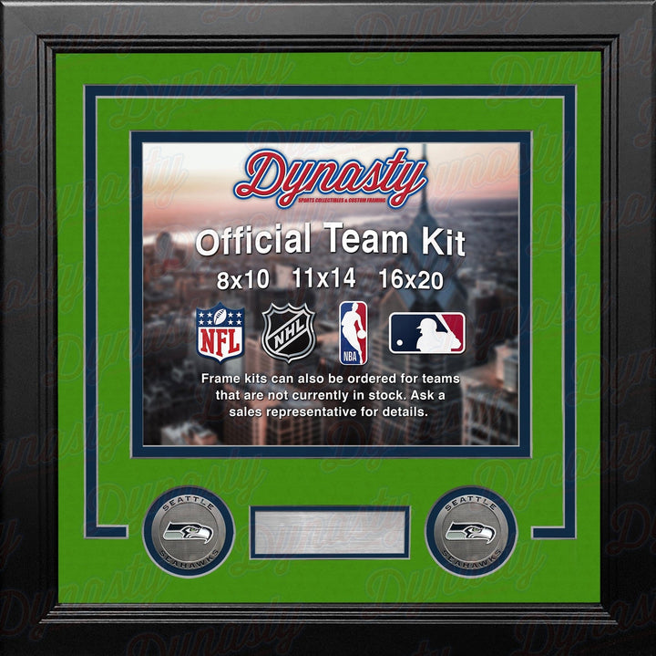 Dynasty Sports & Framing Custom Framing Landscape (Horizontal); Standard Glass / No Nameplate or Medallions Seattle Seahawks Lime Green Custom NFL Football 8x10 Picture Frame Kit