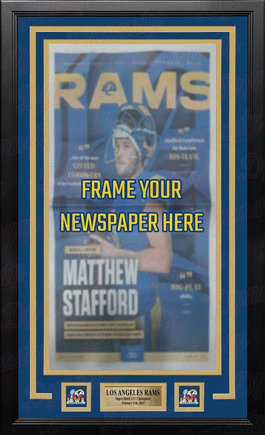 Dynasty Sports & Framing Custom Framing Los Angeles Rams Super Bowl LVI Championship Newspaper Frame Kit