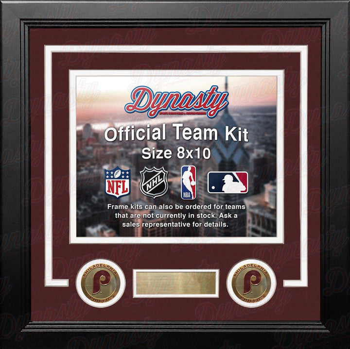 Dynasty Sports & Framing Custom Framing Maroon Matting & White Trim / Landscape (Horizontal); Standard Glass / No Nameplate or Medallions Philadelphia Phillies Throwback Custom MLB Baseball 8x10 Picture Frame Kit (Multiple Colors)