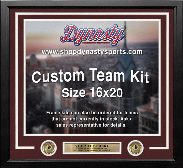 Dynasty Sports & Framing Custom Framing Maroon Matting & White Trim / Landscape (Horizontal); Standard Glass / No Nameplate or Medallions Washington Redskins Custom NFL Football 16x20 Picture Frame Kit (Multiple Colors)