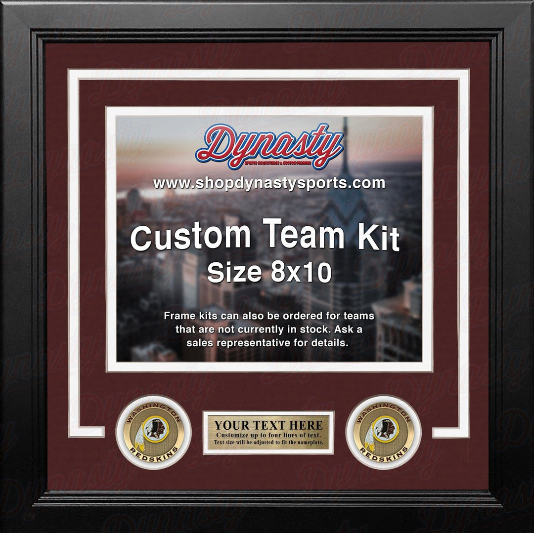 Dynasty Sports & Framing Custom Framing Maroon Matting & White Trim / Landscape (Horizontal); Standard Glass / No Nameplate or Medallions Washington Redskins Custom NFL Football 8x10 Picture Frame Kit (Multiple Colors)