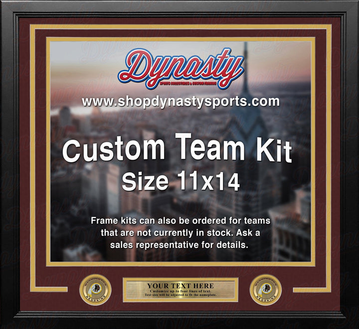 Dynasty Sports & Framing Custom Framing Maroon Matting & Yellow Trim / Landscape (Horizontal); Standard Glass / No Nameplate or Medallions Washington Redskins Custom NFL Football 11x14 Picture Frame Kit (Multiple Colors)