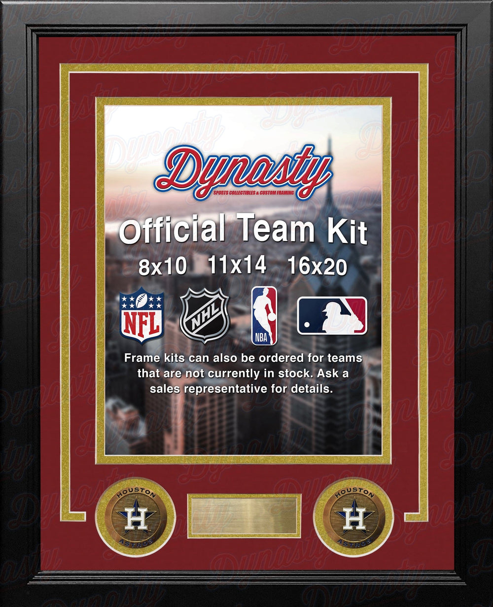 Dynasty Sports & Framing Custom Framing MLB Baseball Photo Picture Frame Kit - Houston Astros (Brick Red Matting, Gold Trim)
