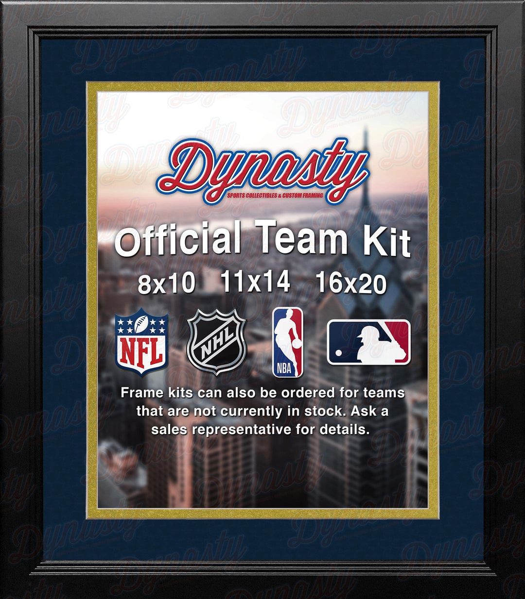 Dynasty Sports & Framing Custom Framing MLB Baseball Photo Picture Frame Kit - San Diego Padres (Navy Matting, Gold Trim)