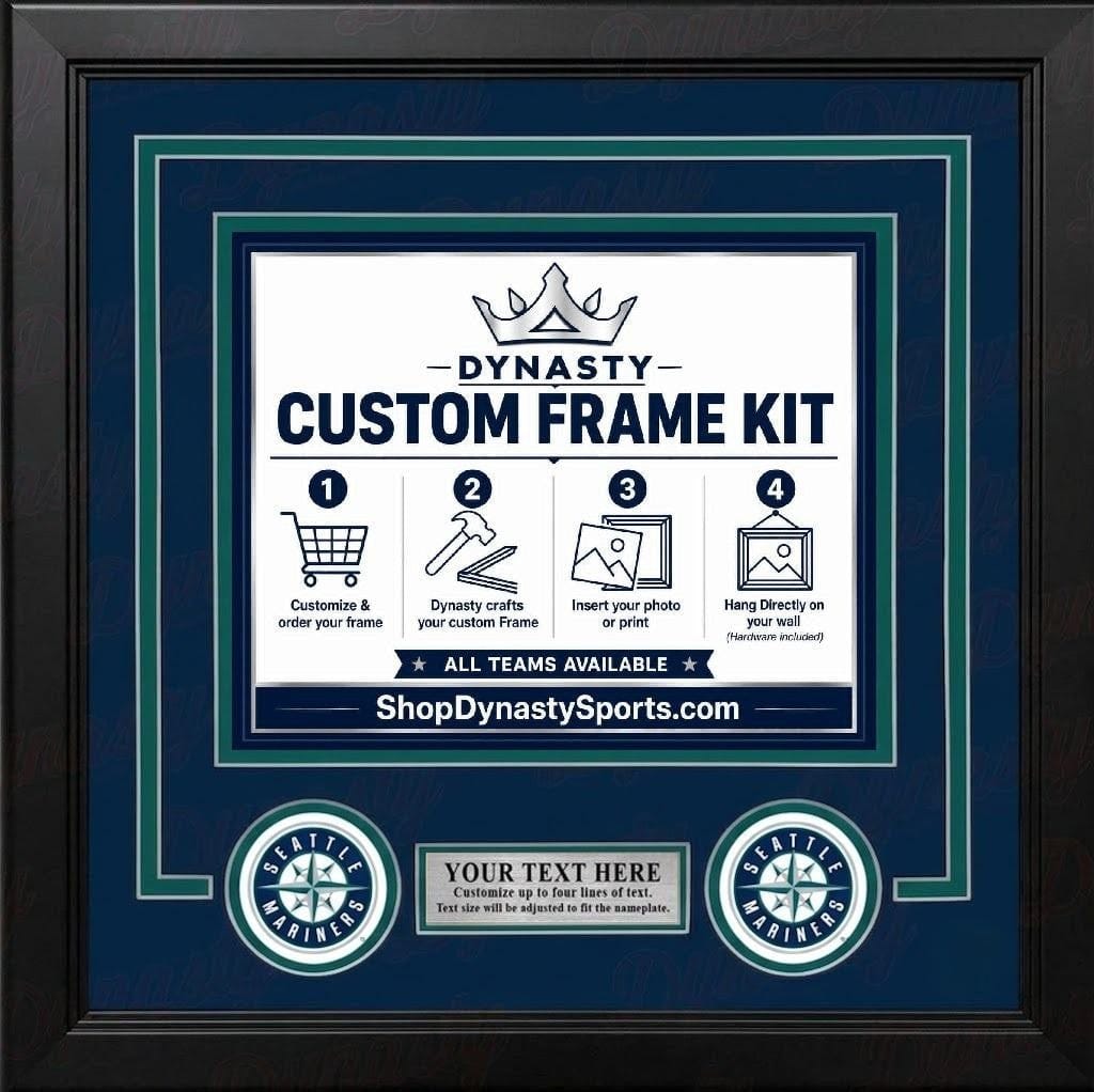 Dynasty Sports & Framing Custom Framing Navy Blue Matting & Northwest Green Trim / Landscape (Horizontal); Standard Glass / No Nameplate or Logos Seattle Mariners Custom MLB Baseball 16x20 Picture Frame Kit (Multiple Colors)
