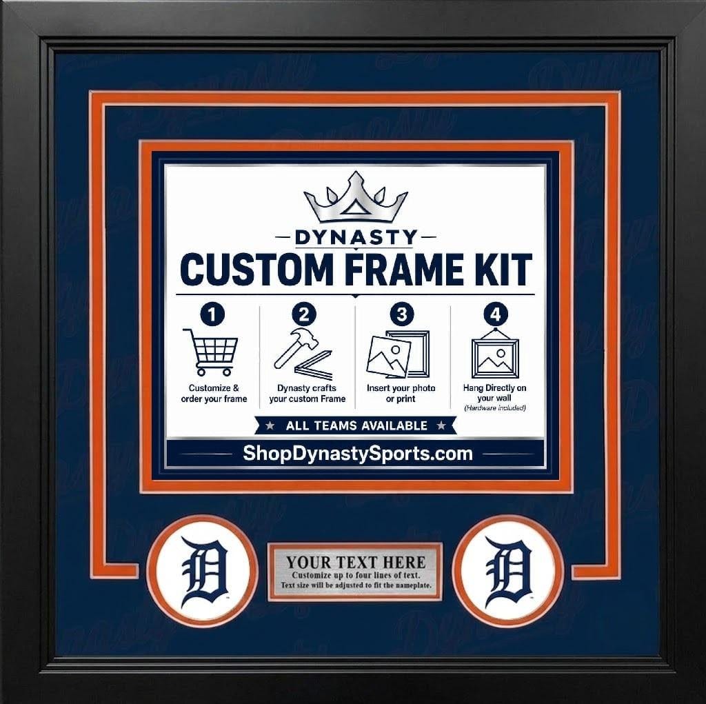 Dynasty Sports & Framing Custom Framing Navy Blue Matting & Orange Trim / Landscape (Horizontal); Standard Glass / No Nameplate or Logos Detroit Tigers Custom MLB Baseball 11x14 Picture Frame Kit (Multiple Colors)