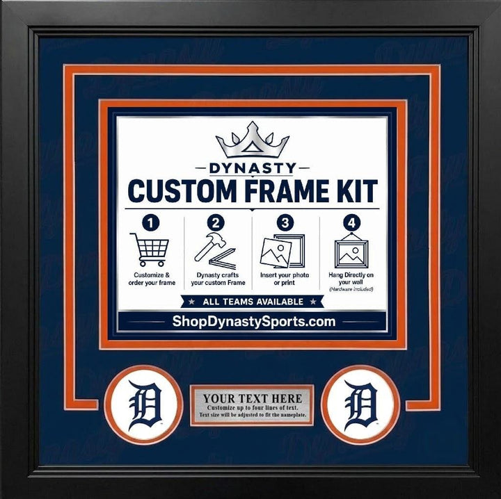 Dynasty Sports & Framing Custom Framing Navy Blue Matting & Orange Trim / Landscape (Horizontal); Standard Glass / No Nameplate or Logos Detroit Tigers Custom MLB Baseball 11x14 Picture Frame Kit (Multiple Colors)