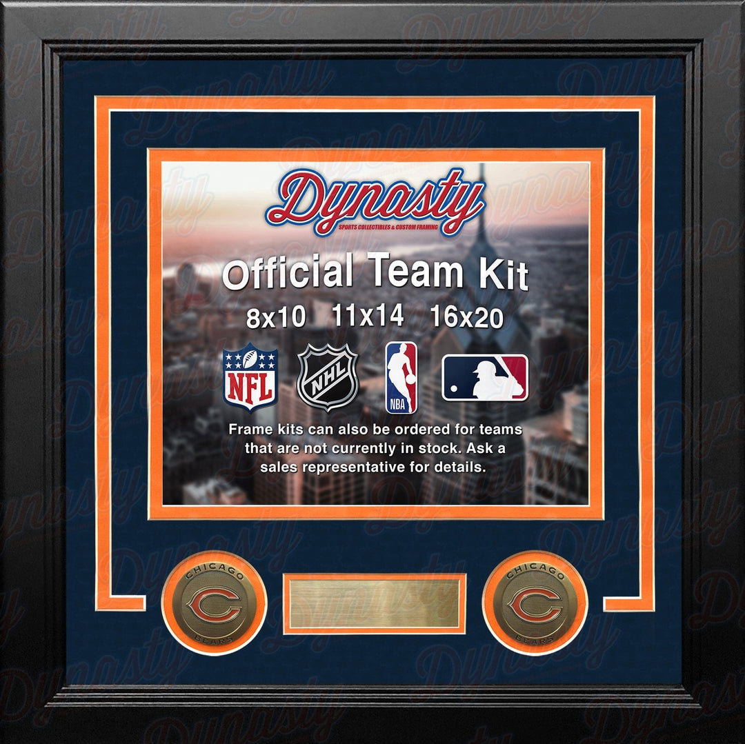 Dynasty Sports & Framing Custom Framing Navy Blue Matting & Orange Trim / Landscape (Horizontal); Standard Glass / No Nameplate or Medallions Chicago Bears Custom NFL Football 8x10 Picture Frame Kit (Multiple Colors)