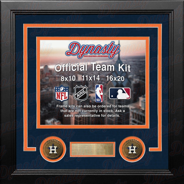 Dynasty Sports & Framing Custom Framing Navy Blue Matting & Orange Trim / Landscape (Horizontal); Standard Glass / No Nameplate or Medallions Houston Astros Custom MLB Baseball 8x10 Picture Frame Kit (Multiple Colors)