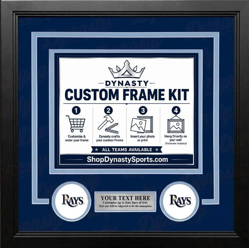 Dynasty Sports & Framing Custom Framing Navy Blue Matting & Powder Blue Trim / Landscape (Horizontal); Standard Glass / No Nameplate or Logos Tampa Bay Rays Custom MLB Baseball 8x10 Picture Frame Kit (Multiple Colors)