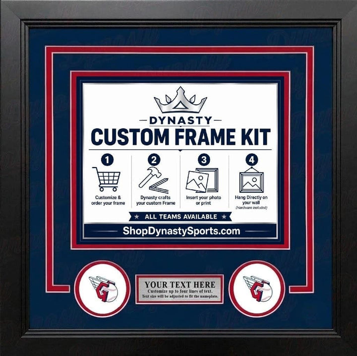 Dynasty Sports & Framing Custom Framing Navy Blue Matting & Red Trim / Landscape (Horizontal); Standard Glass / No Nameplate or Logos Cleveland Guardians Custom MLB Baseball 16x20 Picture Frame Kit (Multiple Colors)