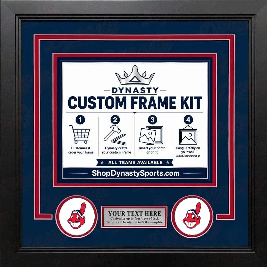 Dynasty Sports & Framing Custom Framing Navy Blue Matting & Red Trim / Landscape (Horizontal); Standard Glass / No Nameplate or Logos Cleveland Indians Custom MLB Baseball 8x10 Picture Frame Kit (Multiple Colors)