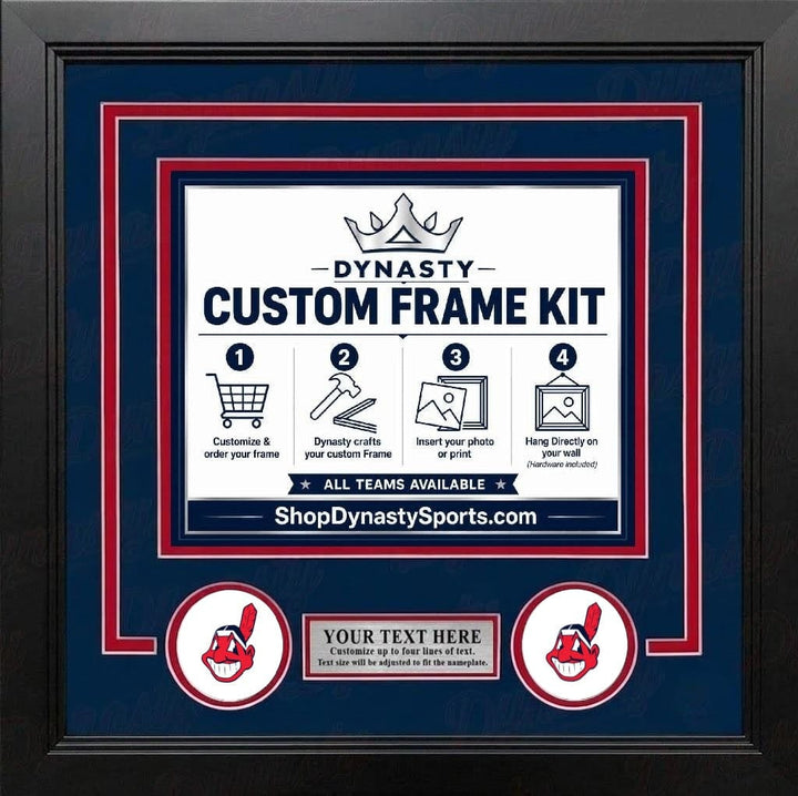 Dynasty Sports & Framing Custom Framing Navy Blue Matting & Red Trim / Landscape (Horizontal); Standard Glass / No Nameplate or Logos Cleveland Indians Custom MLB Baseball 8x10 Picture Frame Kit (Multiple Colors)