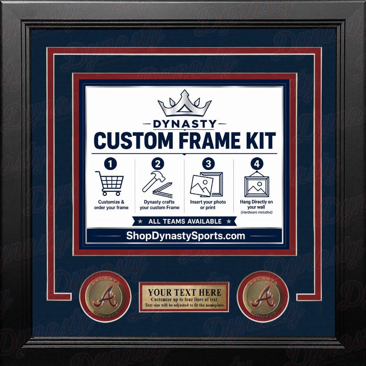 Dynasty Sports & Framing Custom Framing Navy Blue Matting & Red Trim / Landscape (Horizontal); Standard Glass / No Nameplate or Medallions Atlanta Braves Custom MLB Baseball 11x14 Picture Frame Kit (Multiple Colors)
