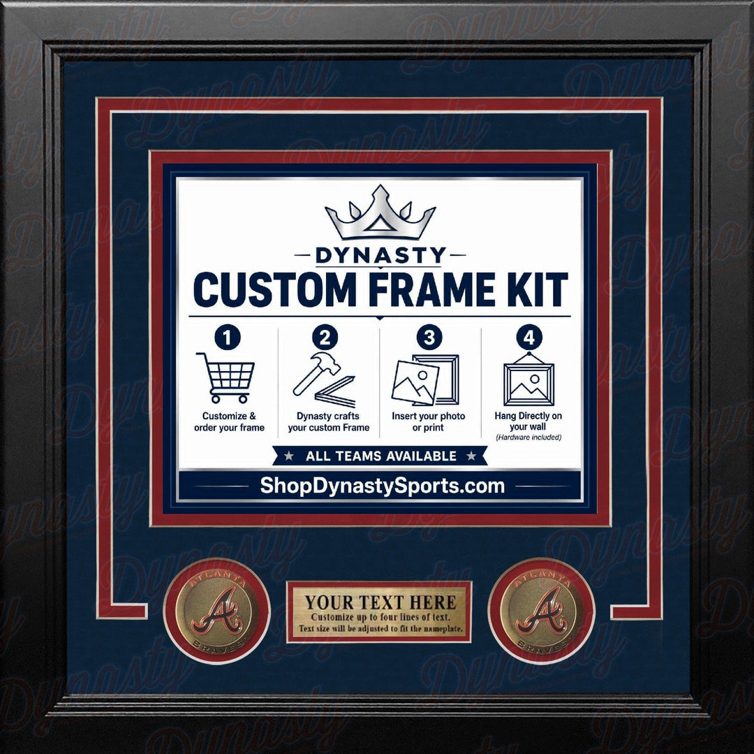 Dynasty Sports & Framing Custom Framing Navy Blue Matting & Red Trim / Landscape (Horizontal); Standard Glass / No Nameplate or Medallions Atlanta Braves Custom MLB Baseball 16x20 Picture Frame Kit (Multiple Colors)