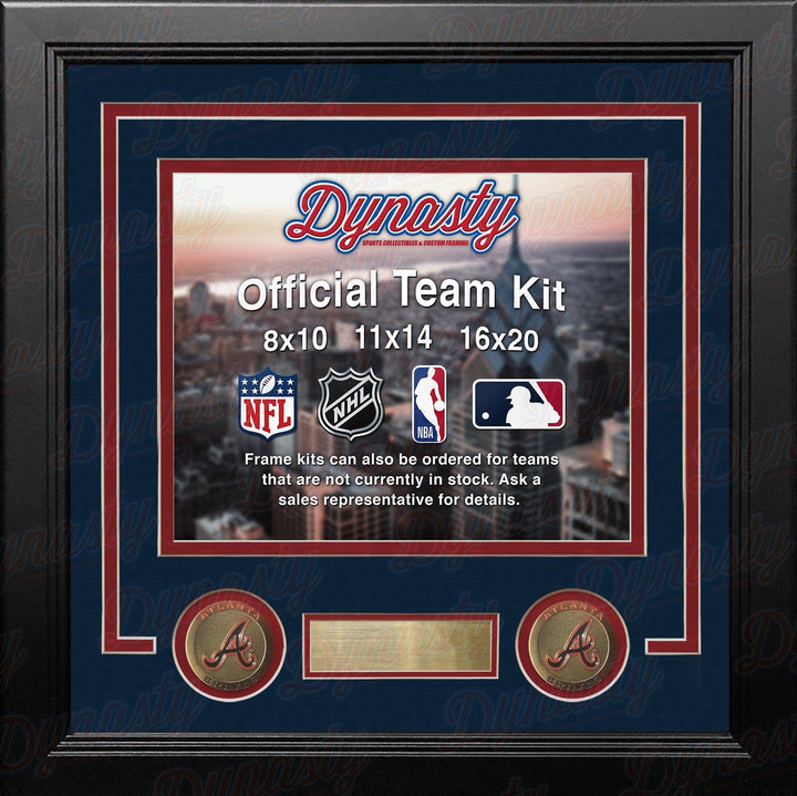 Dynasty Sports & Framing Custom Framing Navy Blue Matting & Red Trim / Landscape (Horizontal); Standard Glass / No Nameplate or Medallions Atlanta Braves Custom MLB Baseball 8x10 Picture Frame Kit (Multiple Colors)