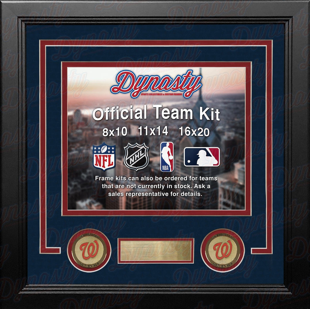 Dynasty Sports & Framing Custom Framing Navy Blue Matting & Red Trim / Landscape (Horizontal); Standard Glass / No Nameplate or Medallions Washington Nationals Custom MLB Baseball 8x10 Picture Frame Kit (Multiple Colors)