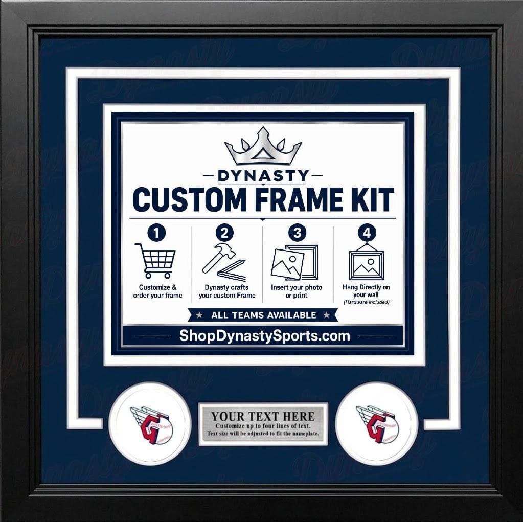 Dynasty Sports & Framing Custom Framing Navy Blue Matting & White Trim / Landscape (Horizontal); Standard Glass / No Nameplate or Logos Cleveland Guardians Custom MLB Baseball 16x20 Picture Frame Kit (Multiple Colors)