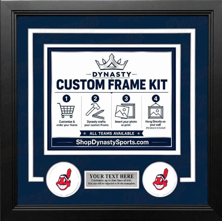Dynasty Sports & Framing Custom Framing Navy Blue Matting & White Trim / Landscape (Horizontal); Standard Glass / No Nameplate or Logos Cleveland Indians Custom MLB Baseball 8x10 Picture Frame Kit (Multiple Colors)