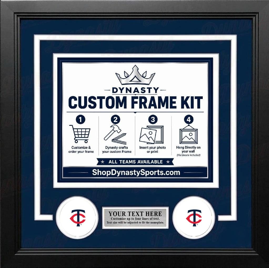 Dynasty Sports & Framing Custom Framing Navy Blue Matting & White Trim / Landscape (Horizontal); Standard Glass / No Nameplate or Logos Minnesota Twins Custom MLB Baseball 11x14 Picture Frame Kit (Multiple Colors)