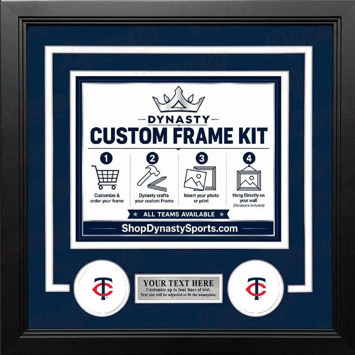 Dynasty Sports & Framing Custom Framing Navy Blue Matting & White Trim / Landscape (Horizontal); Standard Glass / No Nameplate or Logos Minnesota Twins Custom MLB Baseball 8x10 Picture Frame Kit (Multiple Colors)