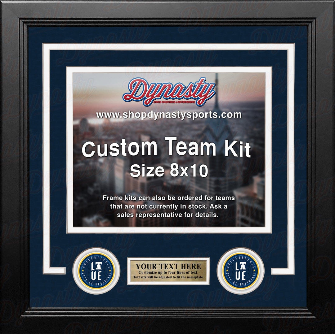 Dynasty Sports & Framing Custom Framing Navy Blue Matting & White Trim / Landscape (Horizontal); Standard Glass / No Nameplate or Logos Philadelphia Phillies City Connect Custom MLB Baseball 8x10 Picture Frame Kit (Multiple Colors)
