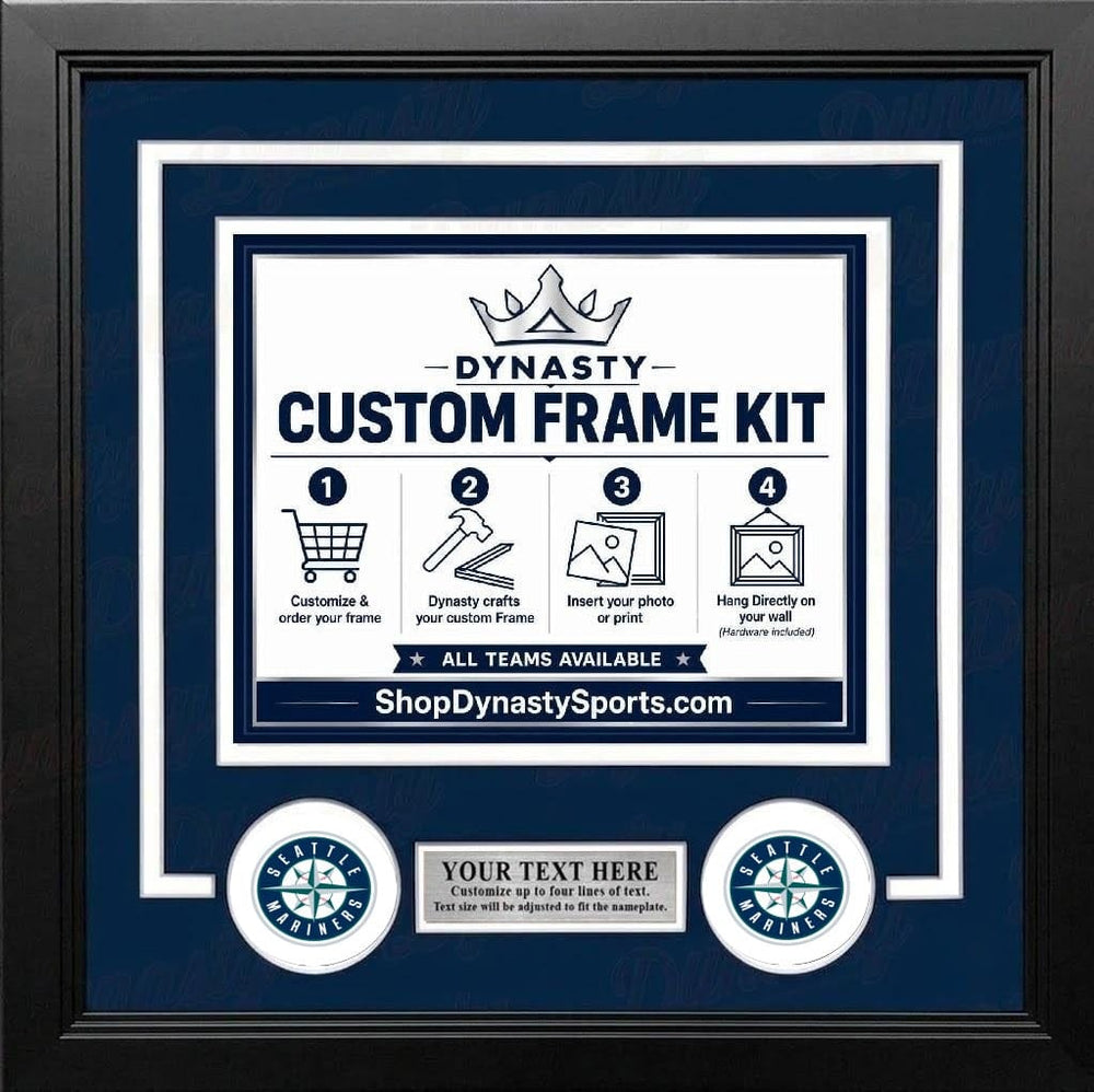 Dynasty Sports & Framing Custom Framing Navy Blue Matting & White Trim / Landscape (Horizontal); Standard Glass / No Nameplate or Logos Seattle Mariners Custom MLB Baseball 16x20 Picture Frame Kit (Multiple Colors)
