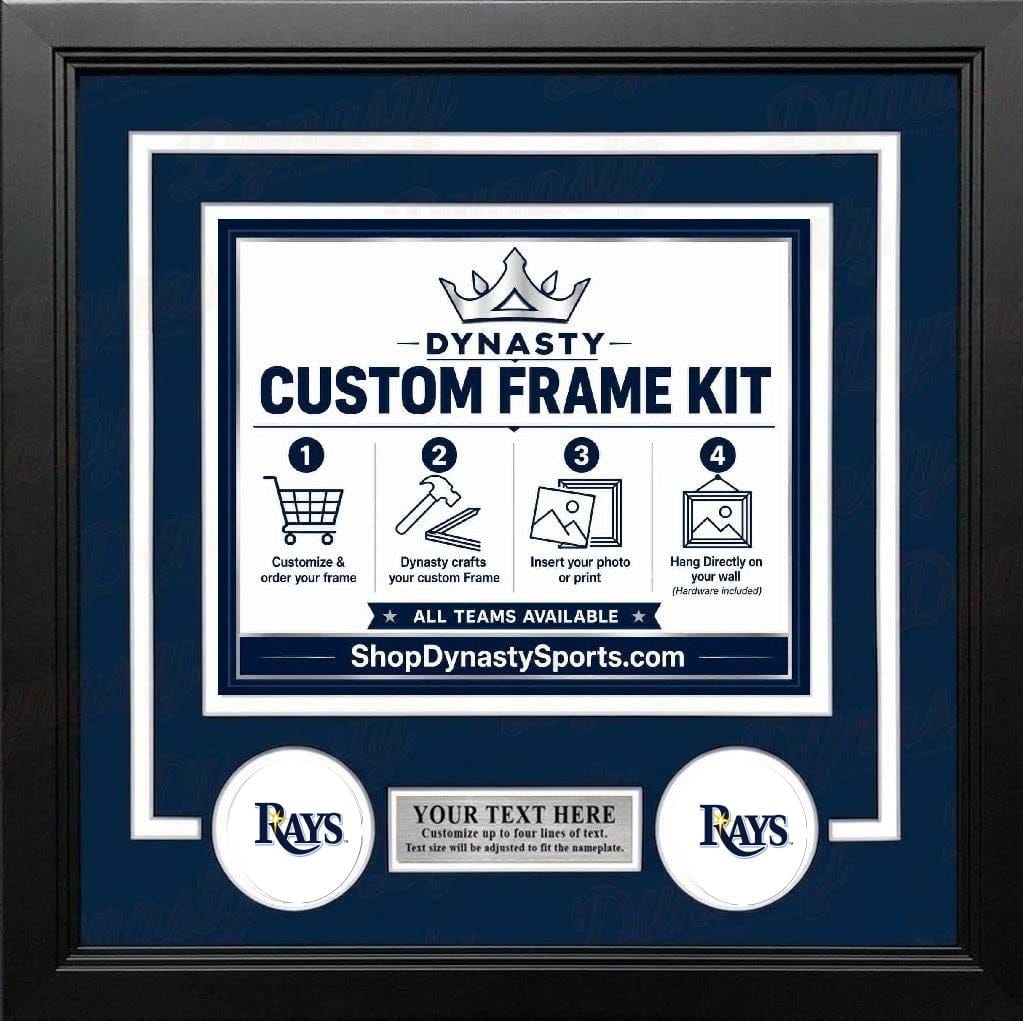 Dynasty Sports & Framing Custom Framing Navy Blue Matting & White Trim / Landscape (Horizontal); Standard Glass / No Nameplate or Logos Tampa Bay Rays Custom MLB Baseball 8x10 Picture Frame Kit (Multiple Colors)