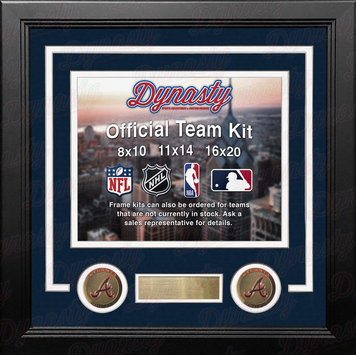 Dynasty Sports & Framing Custom Framing Navy Blue Matting & White Trim / Landscape (Horizontal); Standard Glass / No Nameplate or Medallions Atlanta Braves Custom MLB Baseball 11x14 Picture Frame Kit (Multiple Colors)