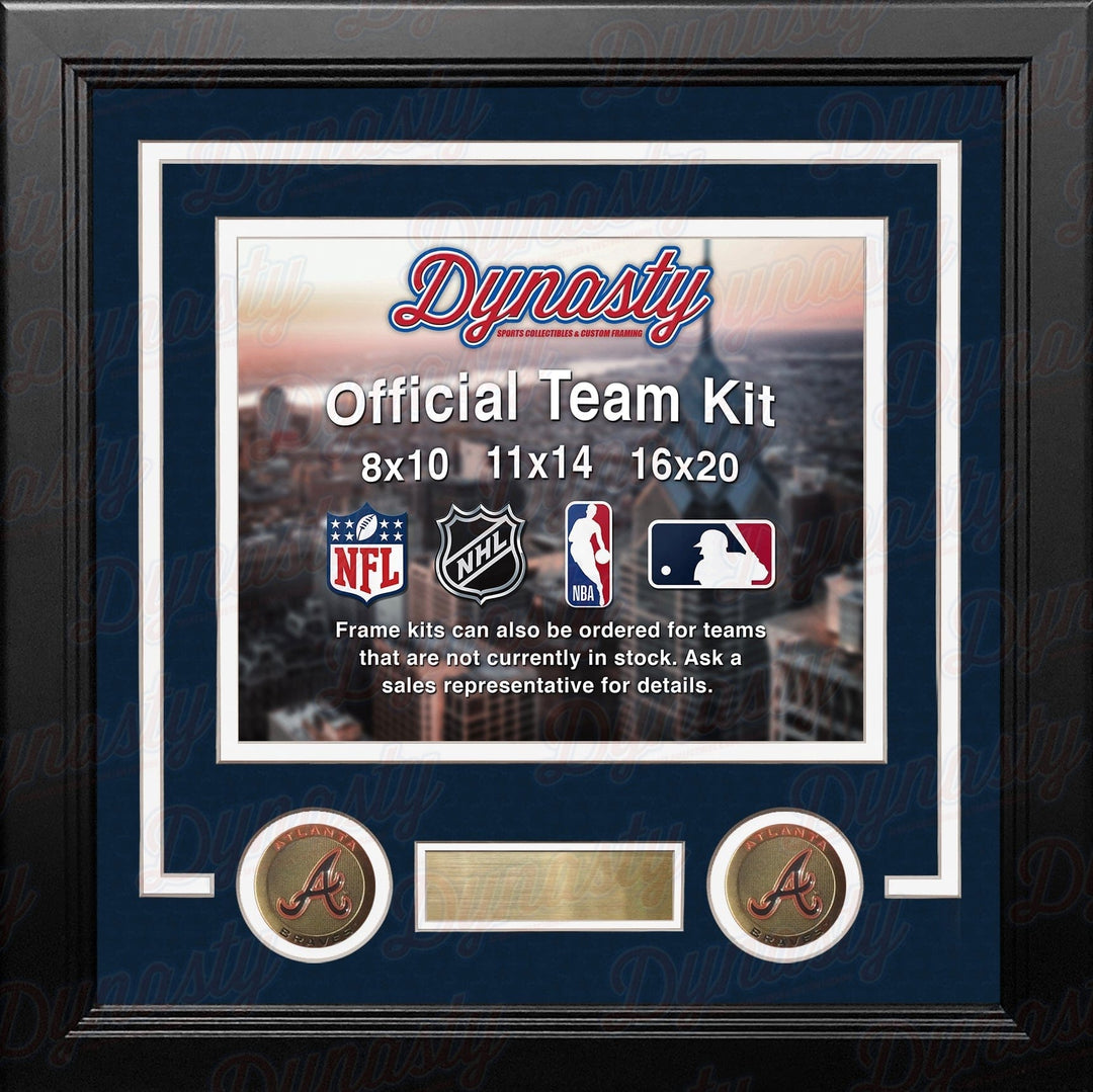 Dynasty Sports & Framing Custom Framing Navy Blue Matting & White Trim / Landscape (Horizontal); Standard Glass / No Nameplate or Medallions Atlanta Braves Custom MLB Baseball 16x20 Picture Frame Kit (Multiple Colors)
