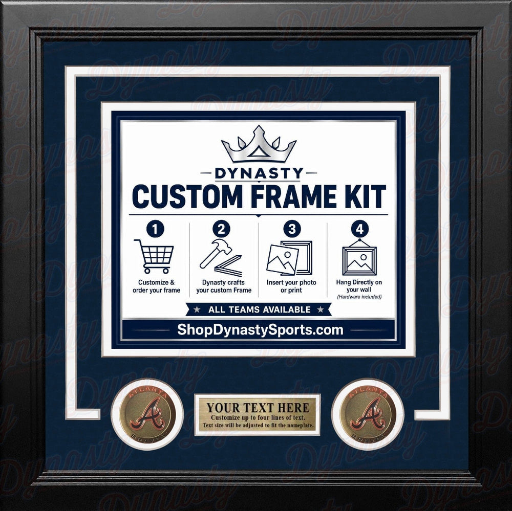 Dynasty Sports & Framing Custom Framing Navy Blue Matting & White Trim / Landscape (Horizontal); Standard Glass / No Nameplate or Medallions Atlanta Braves Custom MLB Baseball 16x20 Picture Frame Kit (Multiple Colors)
