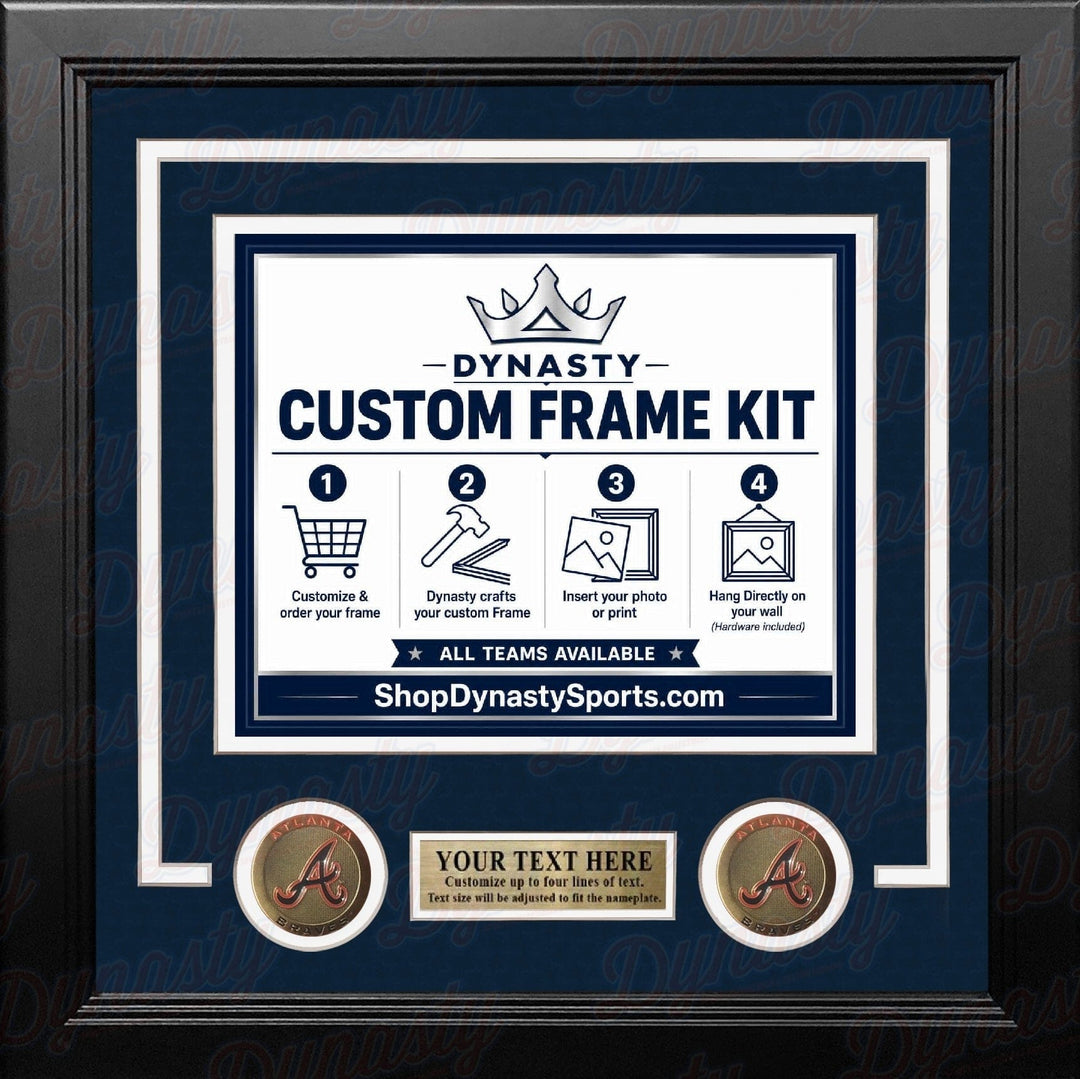 Dynasty Sports & Framing Custom Framing Navy Blue Matting & White Trim / Landscape (Horizontal); Standard Glass / No Nameplate or Medallions Atlanta Braves Custom MLB Baseball 16x20 Picture Frame Kit (Multiple Colors)