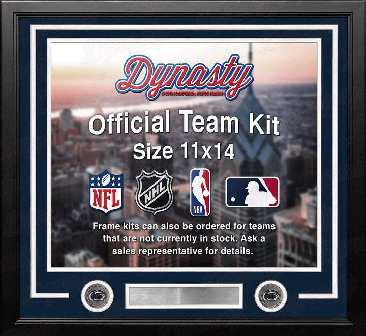 Dynasty Sports & Framing Custom Framing Navy Blue Matting & White Trim / Landscape (Horizontal); Standard Glass / No Nameplate or Medallions Penn State Nittany Lions Custom NCAA College 11x14 Picture Frame Kit (Multiple Colors)
