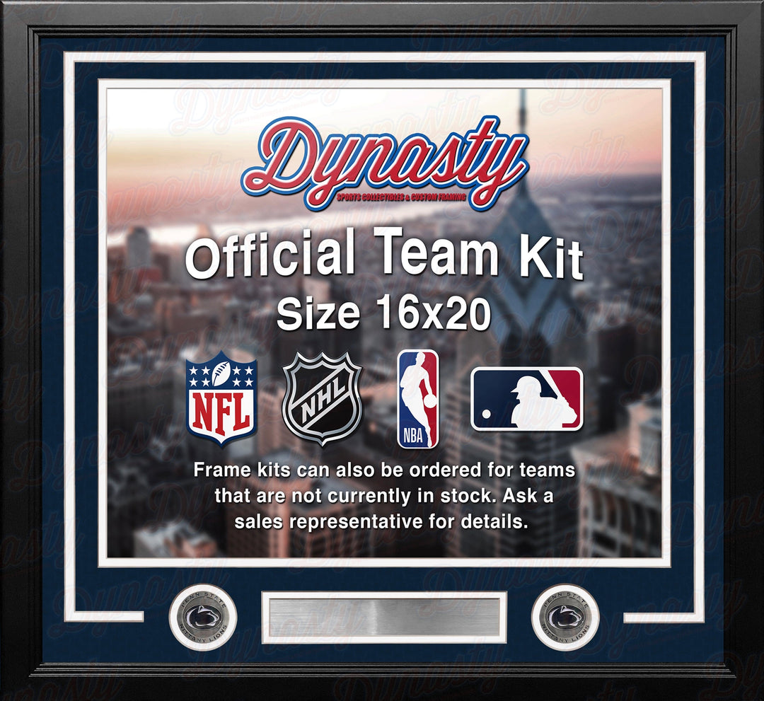 Dynasty Sports & Framing Custom Framing Navy Blue Matting & White Trim / Landscape (Horizontal); Standard Glass / No Nameplate or Medallions Penn State Nittany Lions Custom NCAA College 16x20 Picture Frame Kit (Multiple Colors)