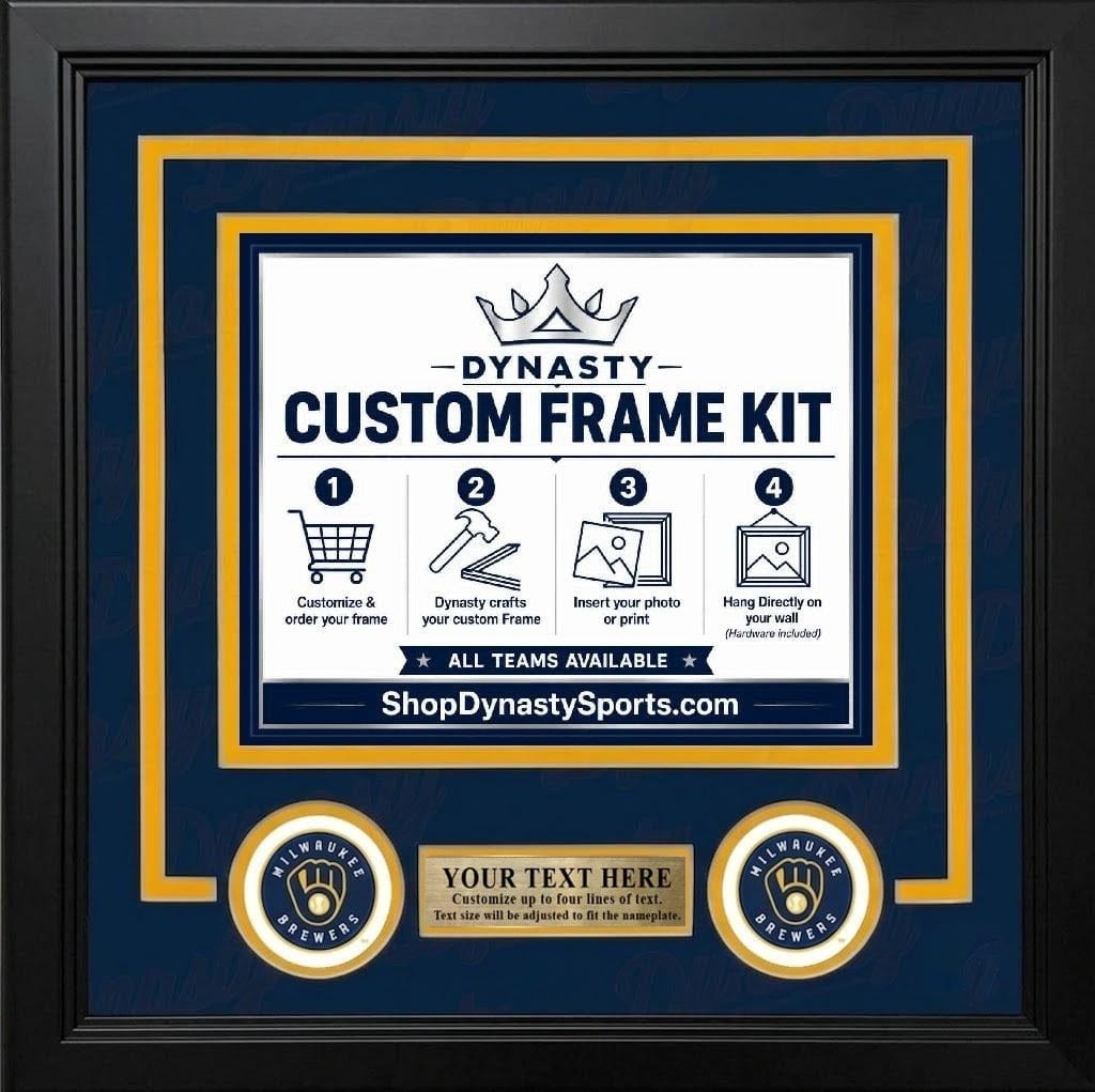 Dynasty Sports & Framing Custom Framing Navy Blue Matting & Yellow Trim / Landscape (Horizontal); Standard Glass / No Nameplate or Logos Milwaukee Brewers Custom MLB Baseball 8x10 Picture Frame Kit (Multiple Colors)