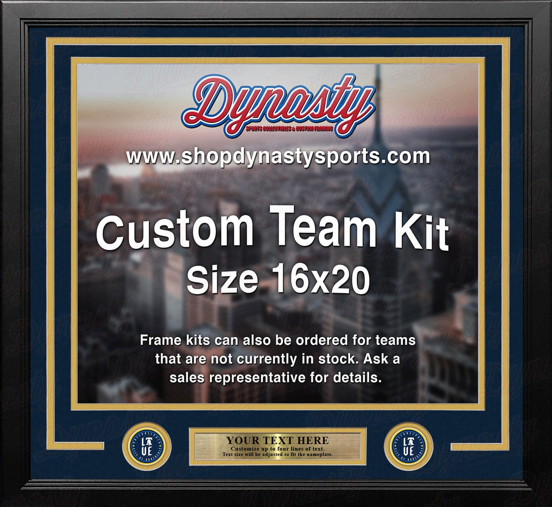 Dynasty Sports & Framing Custom Framing Navy Blue Matting & Yellow Trim / Landscape (Horizontal); Standard Glass / No Nameplate or Logos Philadelphia Phillies City Connect Custom MLB Baseball 16x20 Picture Frame Kit (Multiple Colors)