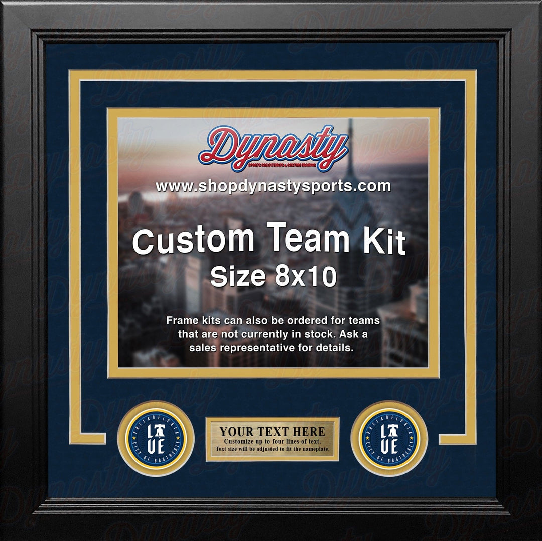 Dynasty Sports & Framing Custom Framing Navy Blue Matting & Yellow Trim / Landscape (Horizontal); Standard Glass / No Nameplate or Logos Philadelphia Phillies City Connect Custom MLB Baseball 8x10 Picture Frame Kit (Multiple Colors)