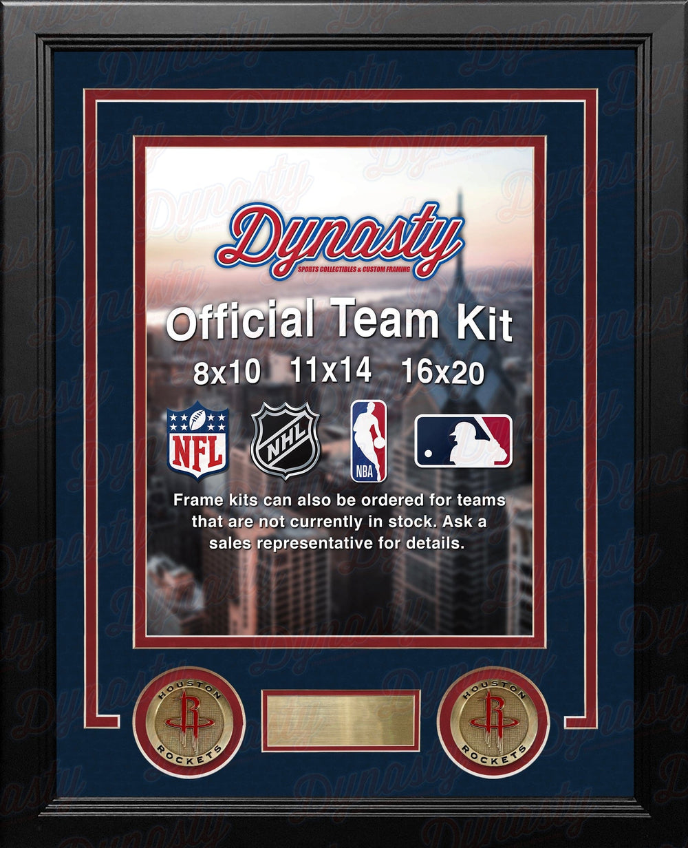 Dynasty Sports & Framing Custom Framing NBA Basketball Photo Picture Frame Kit - Houston Rockets (Navy Matting, Red Trim)