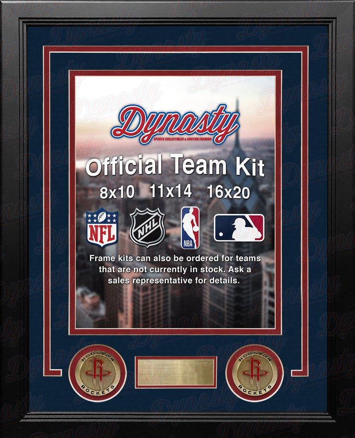 Dynasty Sports & Framing Custom Framing NBA Basketball Photo Picture Frame Kit - Houston Rockets (Navy Matting, Red Trim)