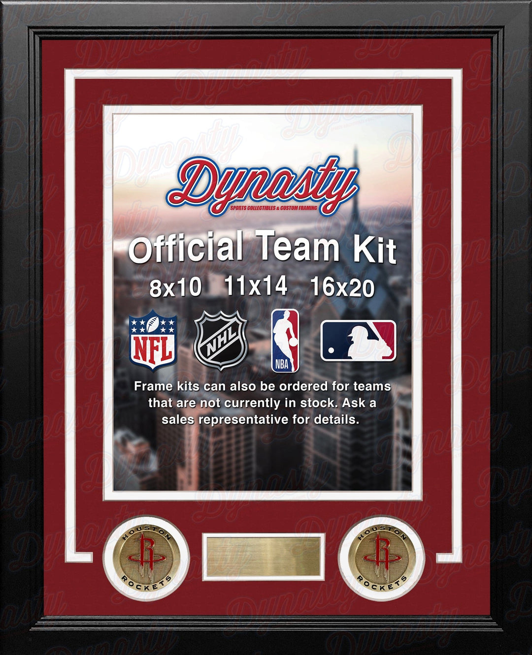 Dynasty Sports & Framing Custom Framing NBA Basketball Photo Picture Frame Kit - Houston Rockets (Red Matting, White Trim)