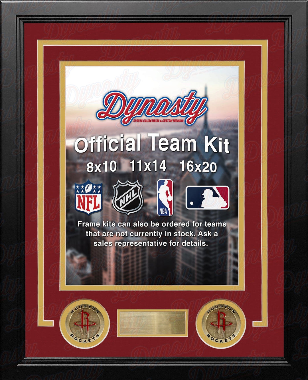 Dynasty Sports & Framing Custom Framing NBA Basketball Photo Picture Frame Kit - Houston Rockets (Red Matting, Yellow Trim)