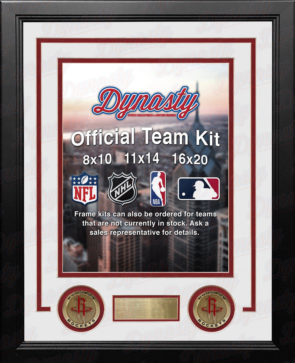 Dynasty Sports & Framing Custom Framing NBA Basketball Photo Picture Frame Kit - Houston Rockets (White Matting, Red Trim)