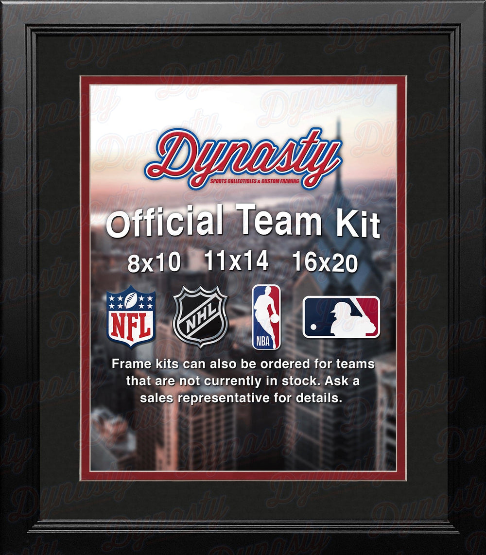 Dynasty Sports & Framing Custom Framing NHL Hockey Photo Picture Frame Kit - Calgary Flames (Black Matting, Red Trim)