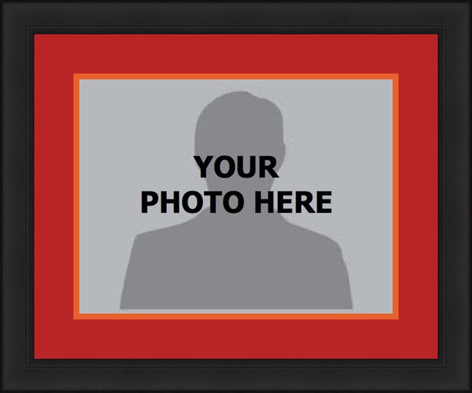 Dynasty Sports & Framing Custom Framing NHL Hockey Photo Picture Frame Kit - Calgary Flames (Red Matting, Orange Trim)