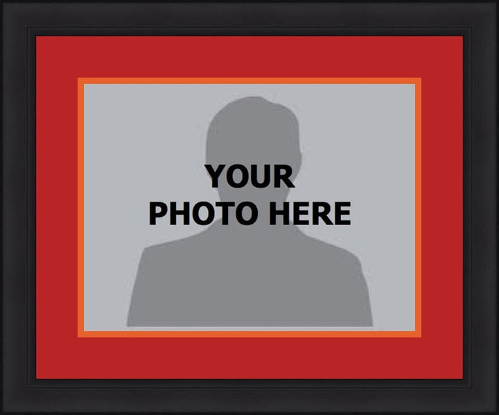 Dynasty Sports & Framing Custom Framing NHL Hockey Photo Picture Frame Kit - Calgary Flames (Red Matting, Orange Trim)