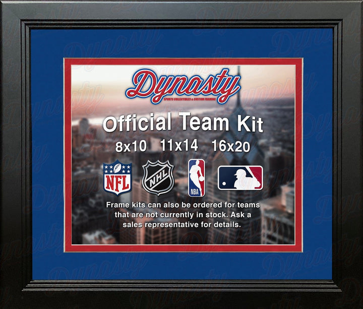 Dynasty Sports & Framing Custom Framing NHL Hockey Photo Picture Frame Kit - Columbus Blue Jackets (Blue Matting, Red Trim)