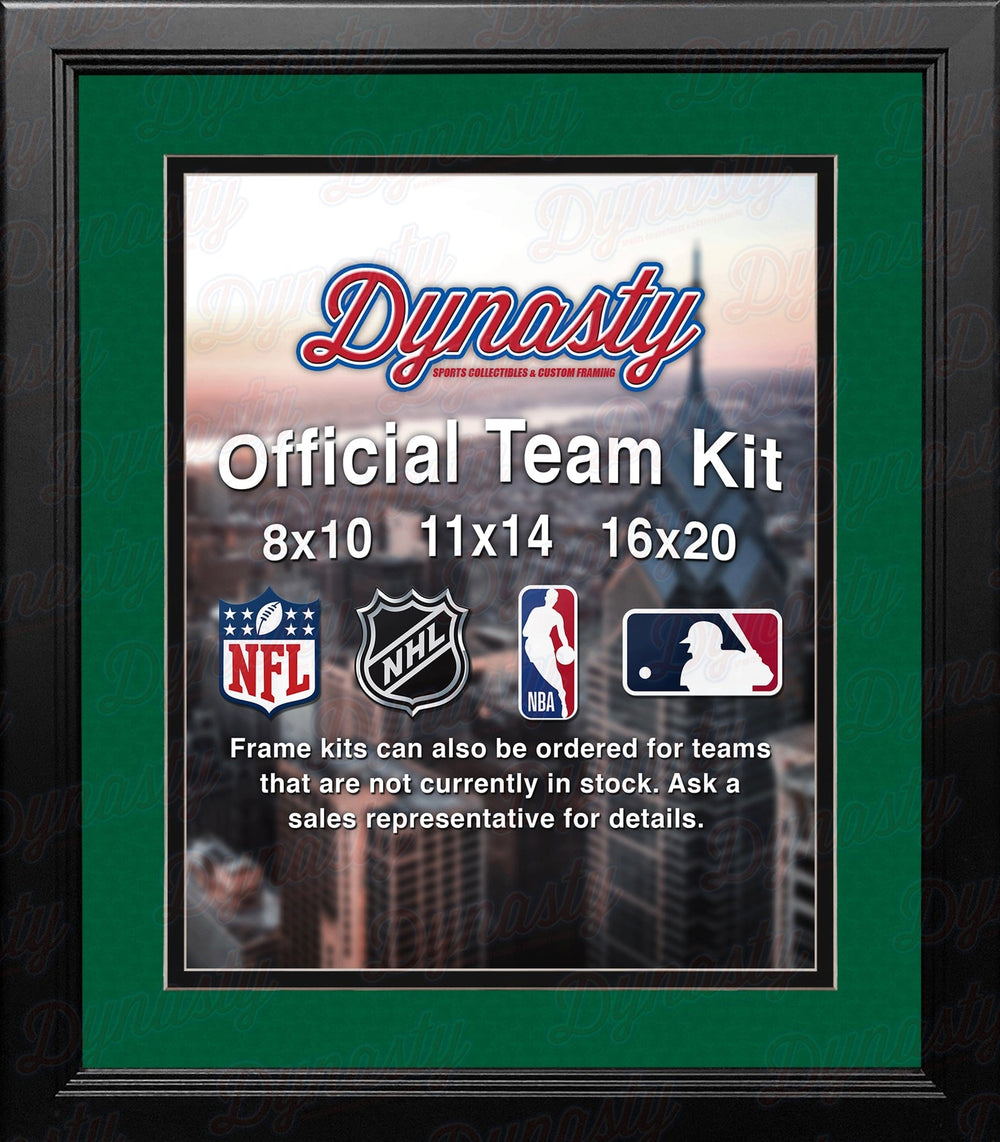 Dynasty Sports & Framing Custom Framing NHL Hockey Photo Picture Frame Kit - Dallas Stars (Green Matting, Black Trim)