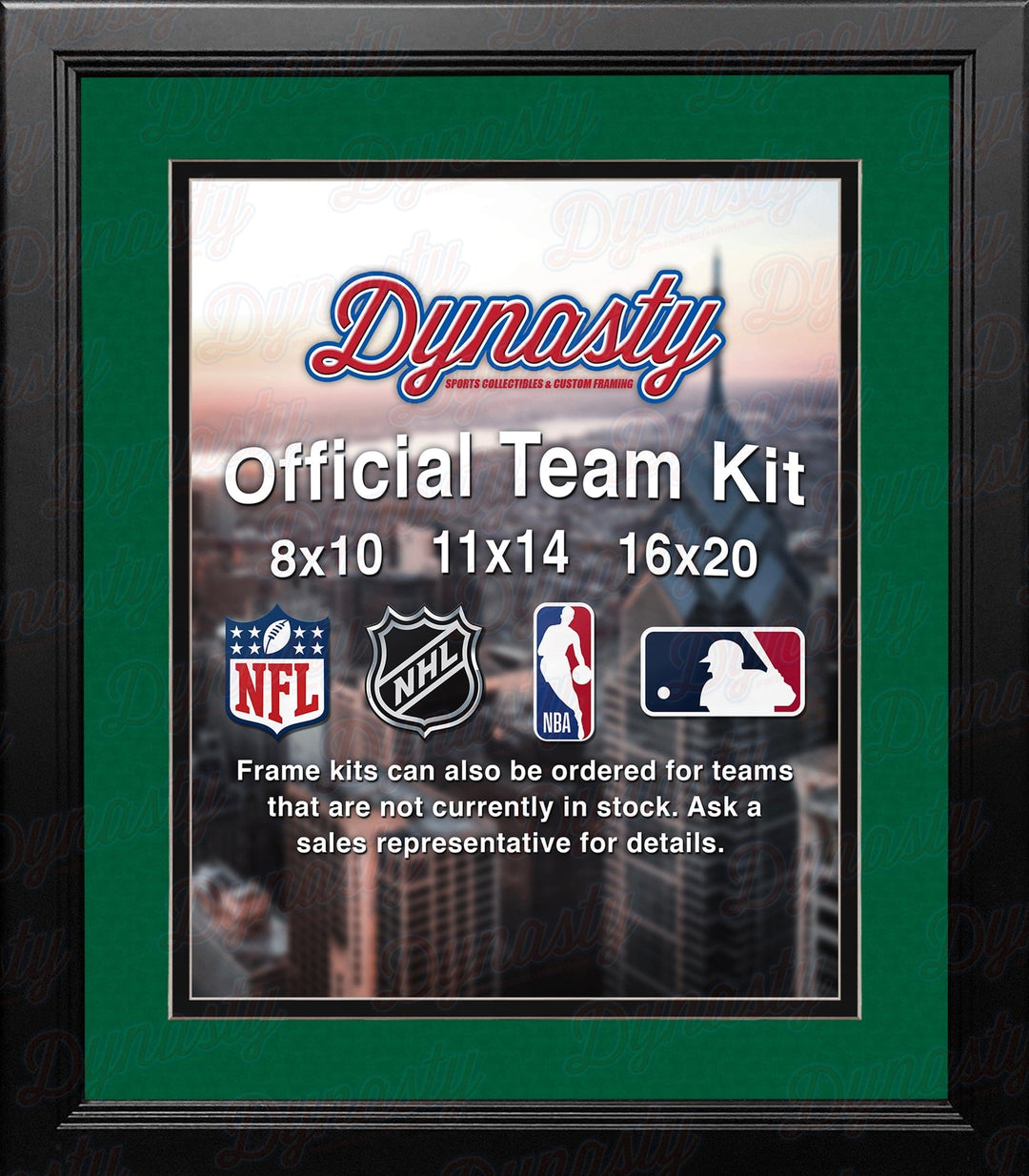 Dynasty Sports & Framing Custom Framing NHL Hockey Photo Picture Frame Kit - Dallas Stars (Green Matting, Black Trim)