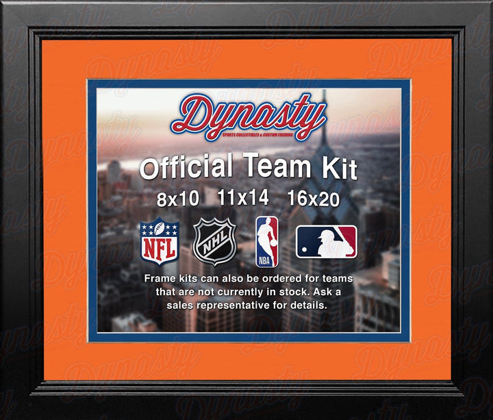 Dynasty Sports & Framing Custom Framing NHL Hockey Photo Picture Frame Kit - Edmonton Oilers (Orange Matting, Blue Trim)