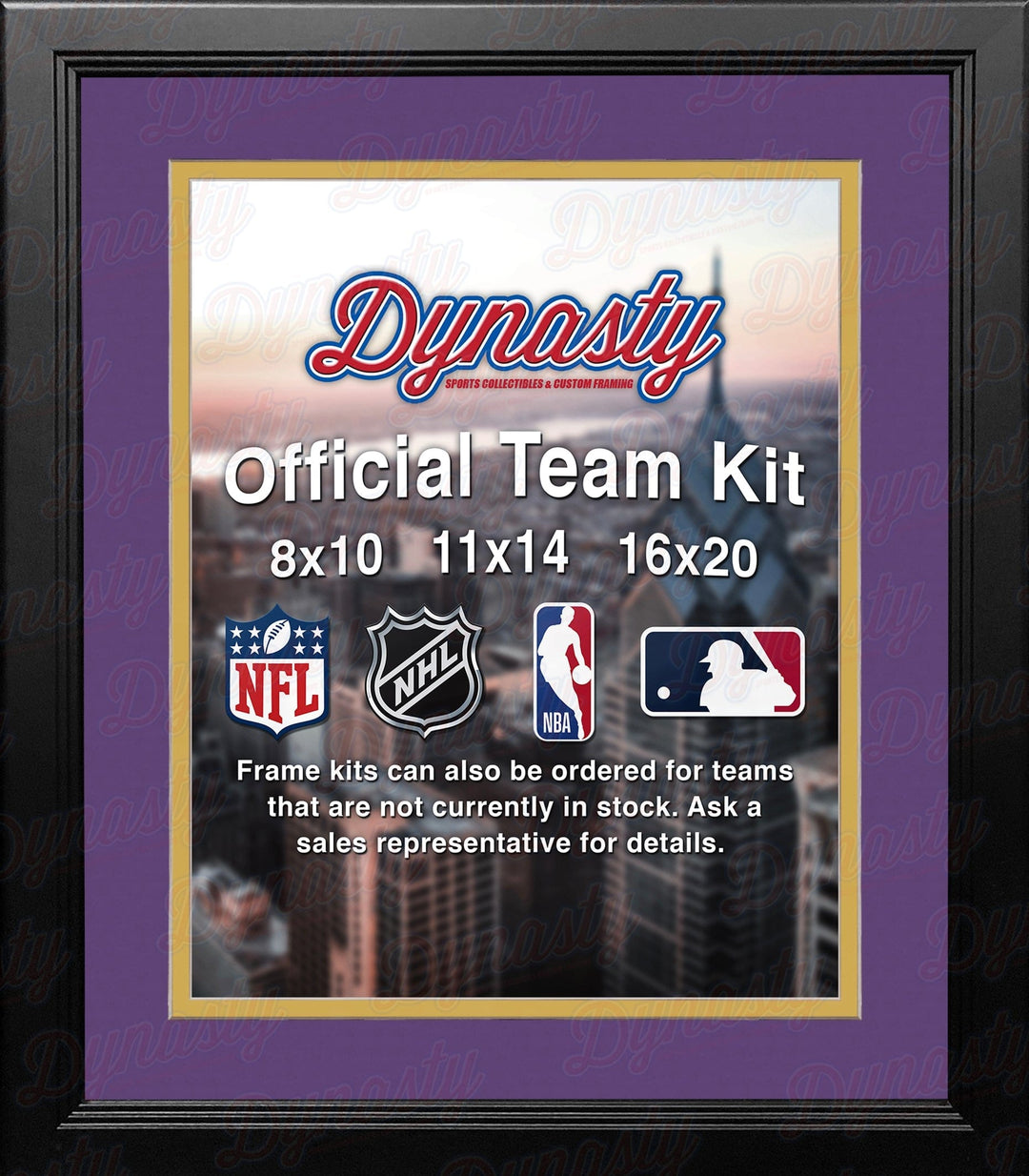 Dynasty Sports & Framing Custom Framing NHL Hockey Photo Picture Frame Kit - Los Angeles Kings (Purple Matting, Yellow Trim)
